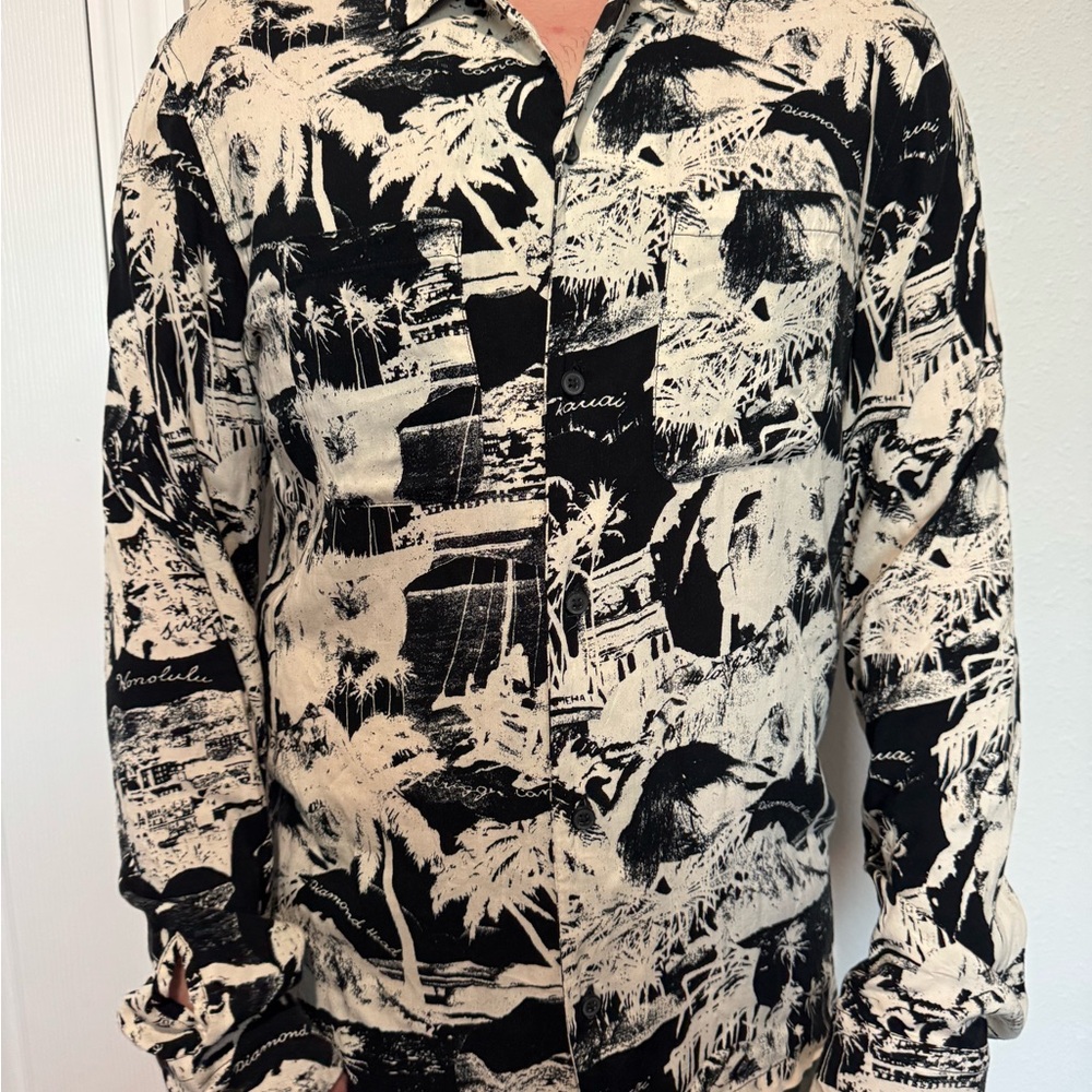 All Saints Monochrome Graphic Shirt